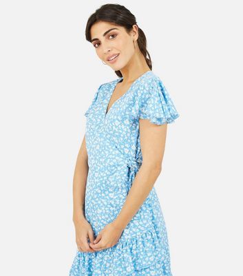 Mela Blue Daisy Frill Mini Wrap Dress New Look | £40.00 | Union Square  Aberdeen Shopping Centre